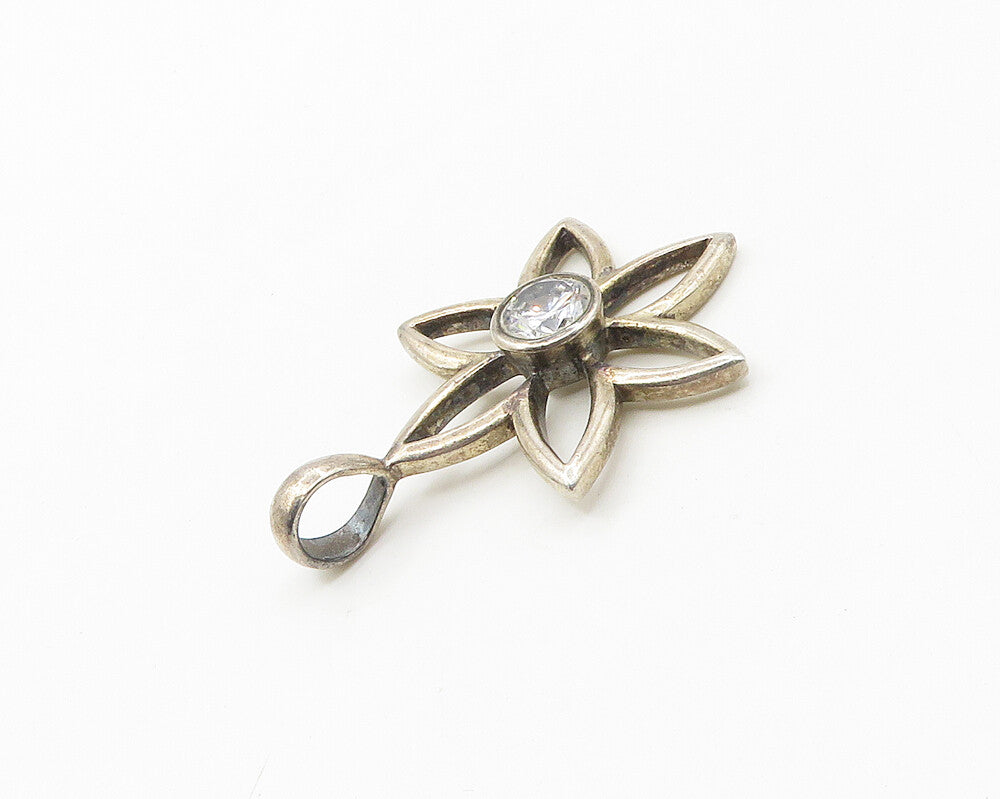 SILPADA 925 Sterling Silver Vintage Cubic Zirconia Open Flower Pendant PT14600