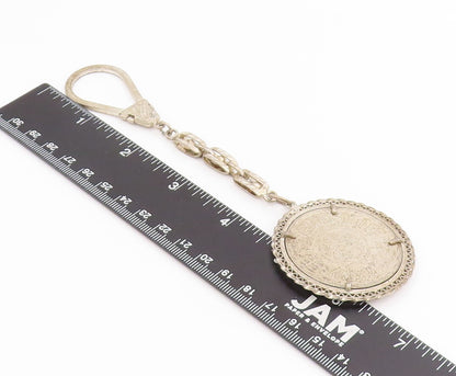 925 Sterling Silver Vintage Keychain Carved Islamic Mosque Arabian Coin  TR4164