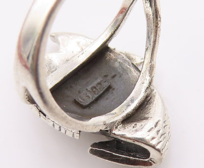 925 Sterling Silver Vintage Ring Chunky Pisces Zodiac Fish Band  Sz 4.5  RG36293