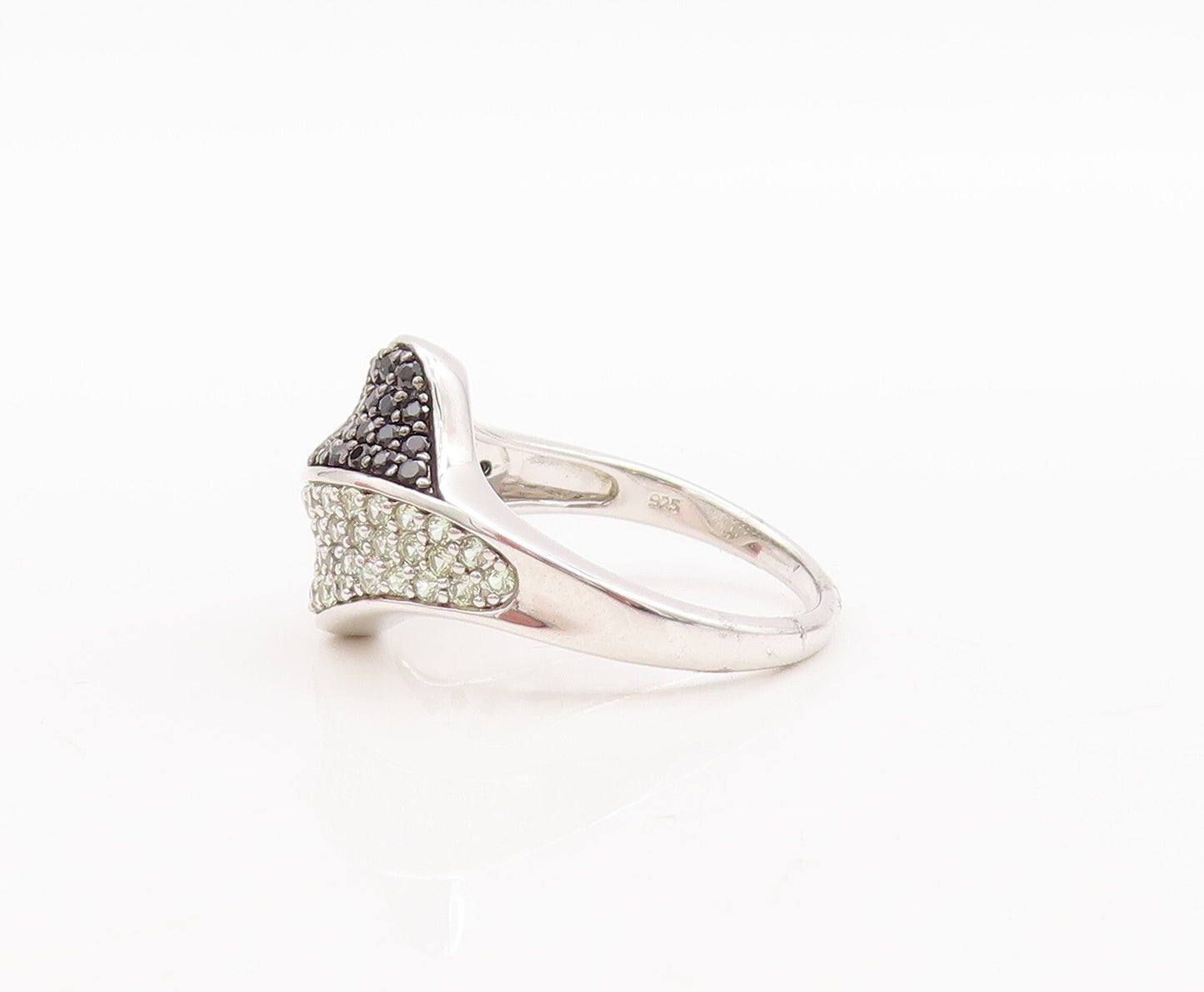 925 Sterling Silver Vintage Ring Modernist Spinel & Topaz Inlay  Sz 7  RG29597