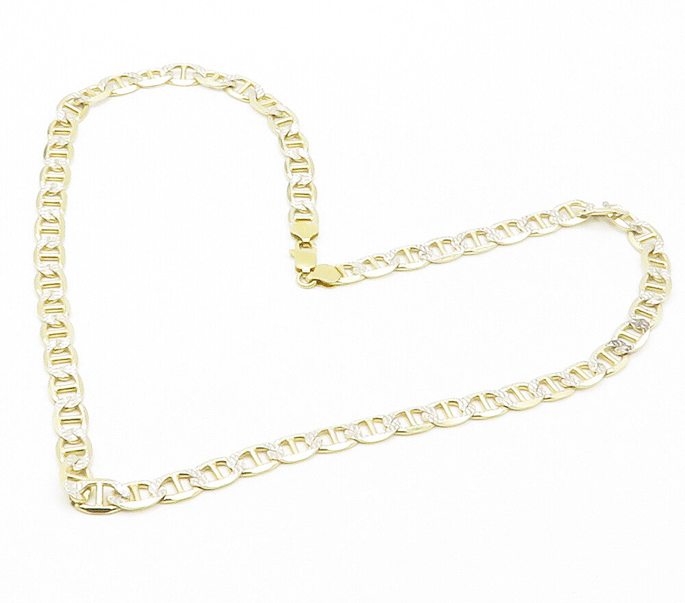 925 Sterling Silver  Vintage Shiny Diamond Cut Anchor Chain Necklace  NE2398