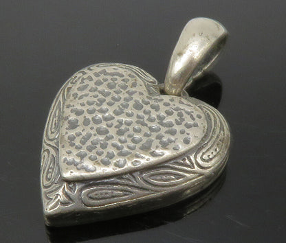 ISRAEL 925 Sterling Silver  Vintage Hammered Detail Love Heart Pendant PT11216
