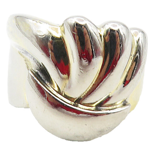 ALEX 925 Sterling Silver  Vintage Shiny Fluted Design Band Ring Sz 6  RG9533