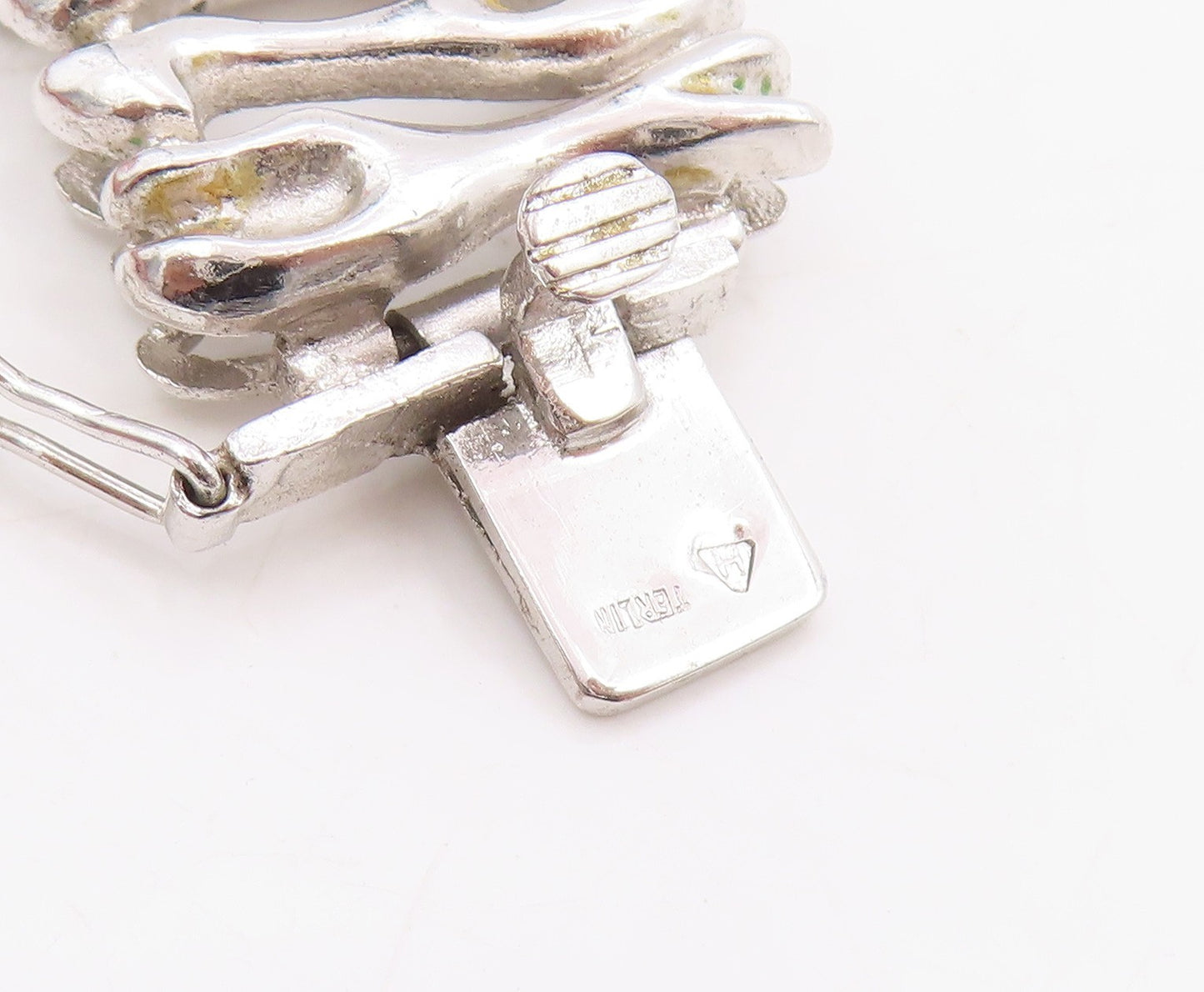 925 Sterling Silver Vintage Bracelet Modernist Sculptural Link Chain  BT11480