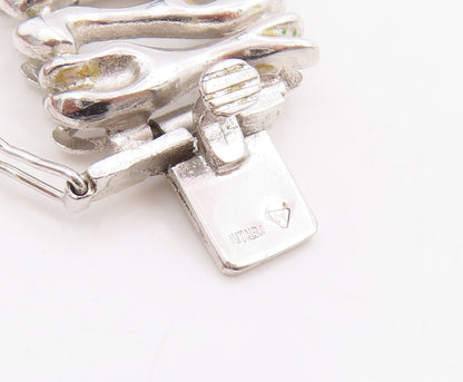 925 Sterling Silver Vintage Bracelet Modernist Sculptural Link Chain  BT11480