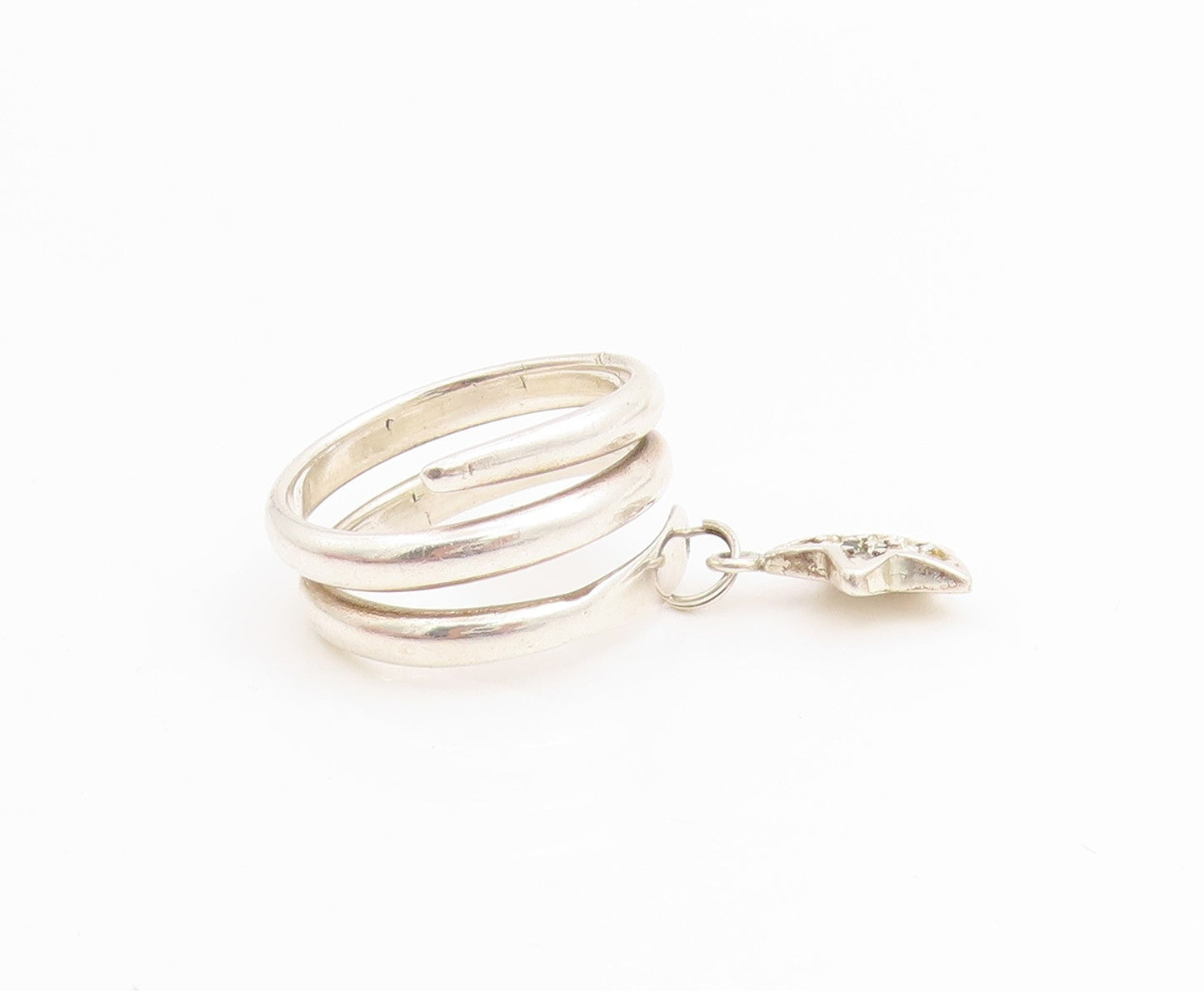 925 Sterling Silver Vintage Ring Dangling CZ Star Spiral Coil  Sz 7.5  RG33885
