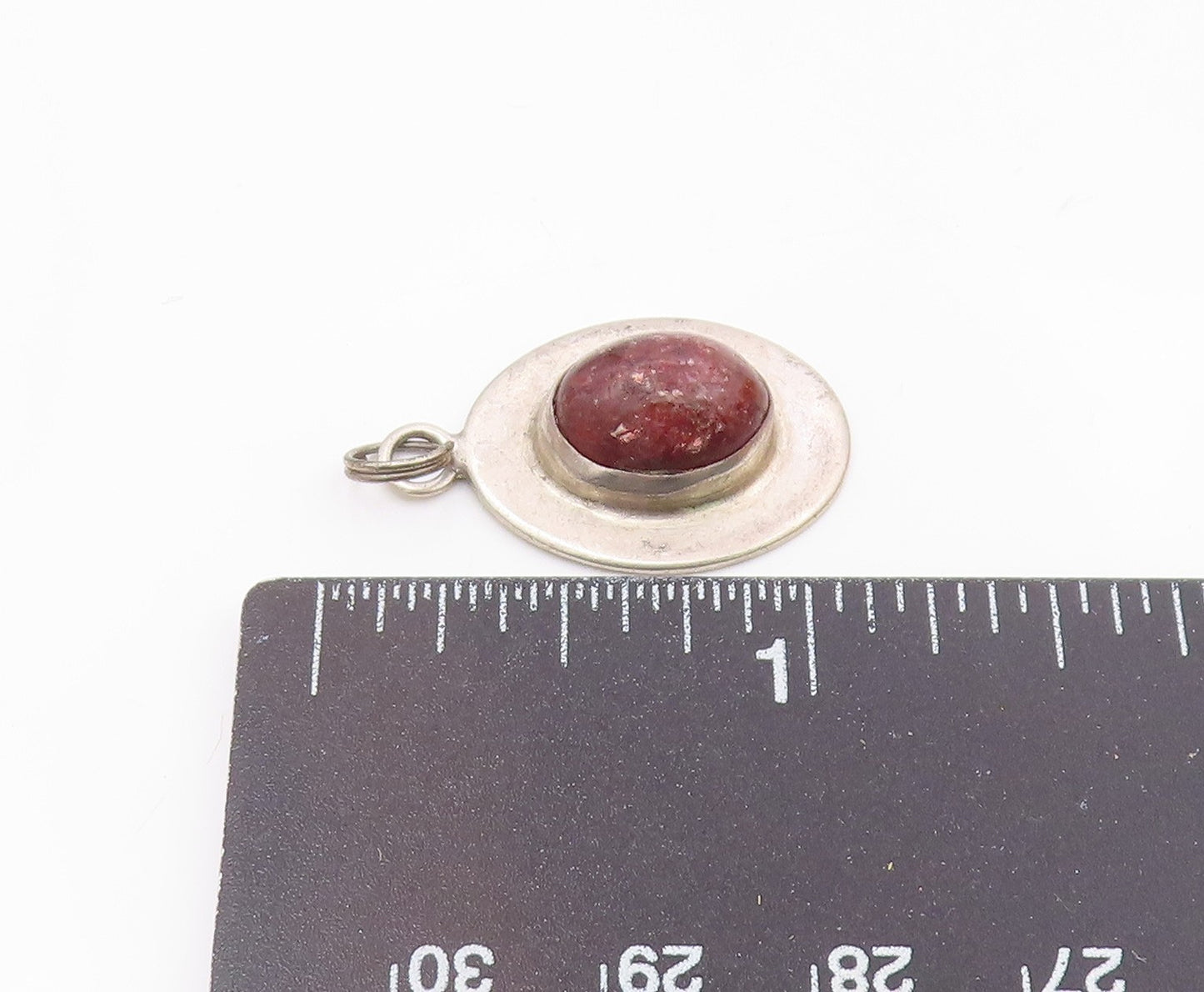 MEXICO 925 Sterling Silver  Vintage Cabochon Goldstone Oval Pendant  PT7860