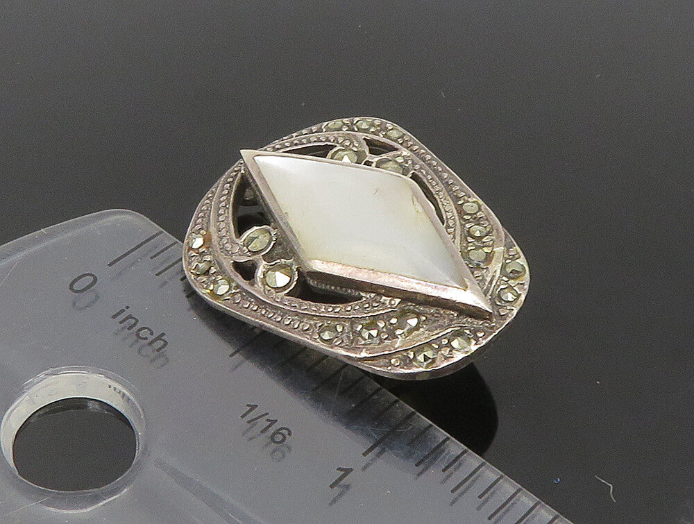 925 Silver  Vintage Shiny Mother of Pearl Non Pierce Drop Earrings  EG11507