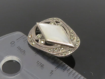 925 Silver  Vintage Shiny Mother of Pearl Non Pierce Drop Earrings  EG11507
