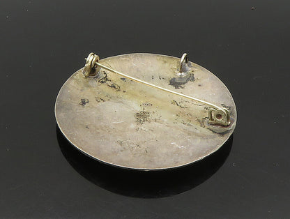 MEXICO 925 Sterling Silver Vintage Mayan Aztec Sun Calendar Brooch Pin BP9309