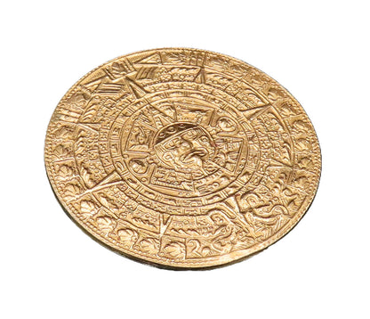 METALES CASADOS 925 Silver  Vintage Aztec Mayan Sun Calendar Brooch Pin BP9595