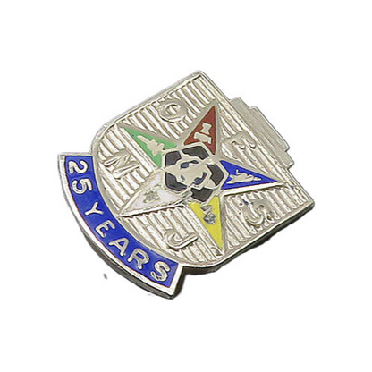 925 Sterling Silver  Vintage Enamel Eastern Star Masonic Brooch Pin  BP8458