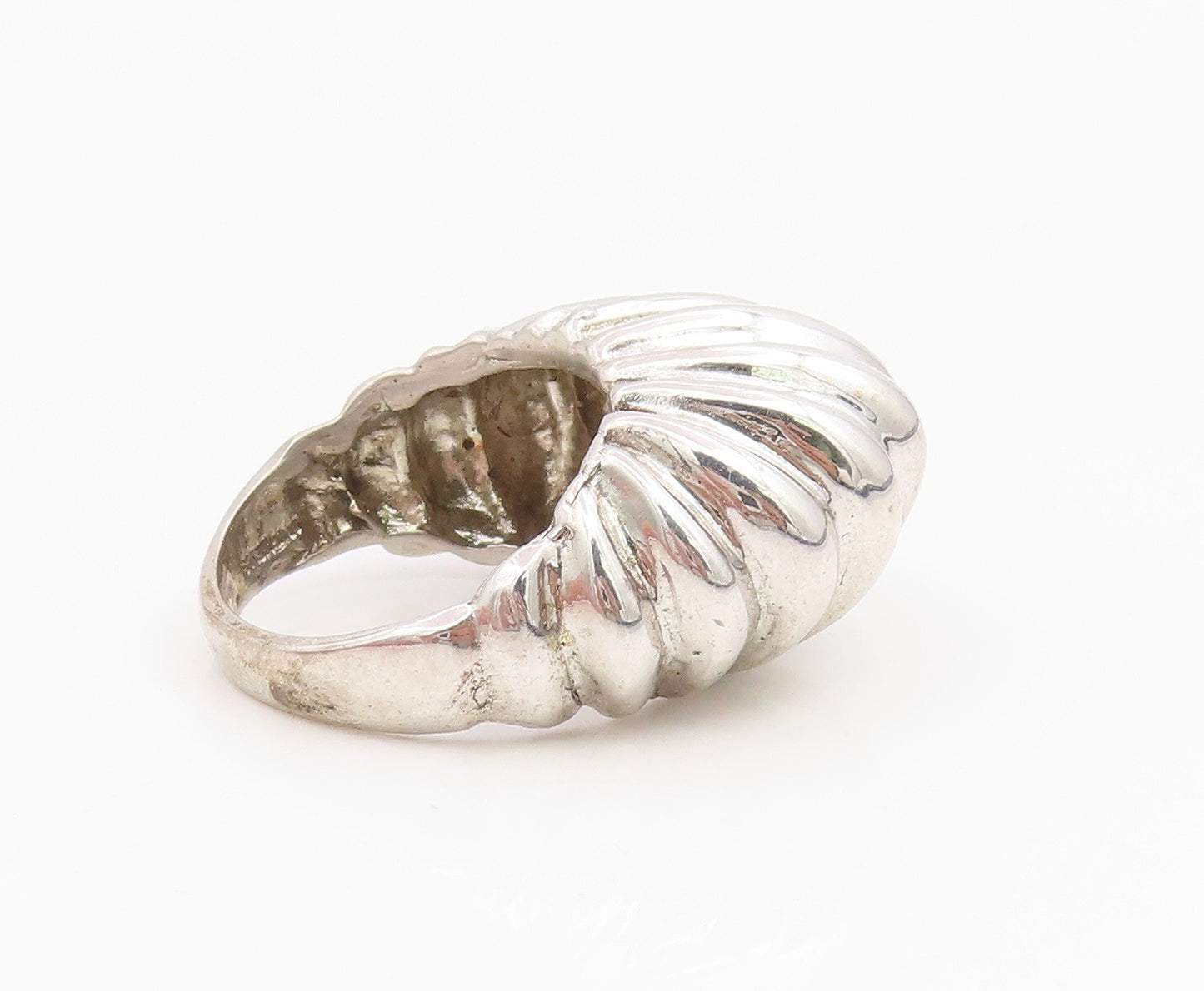 925 Sterling Silver Vintage Ring Minimalist Fluted Dome Band  Sz 6.5  RG35294