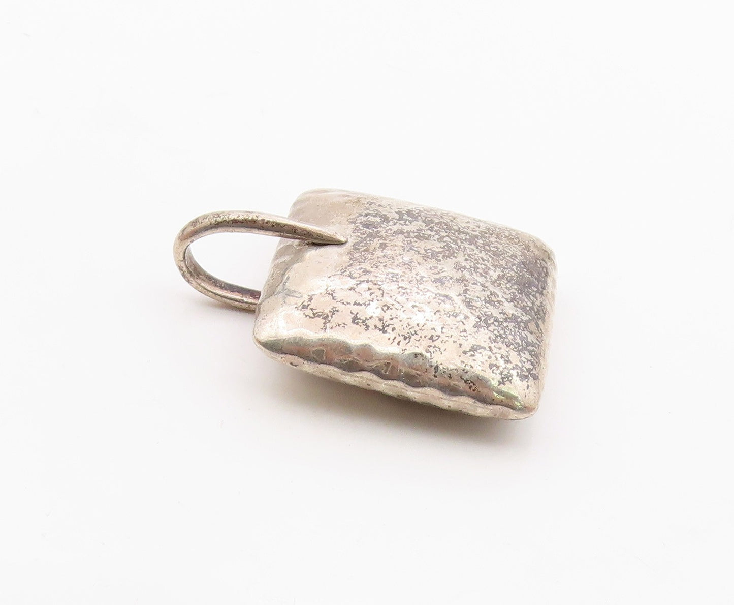 SILPADA 925 Sterling Silver  Vintage Hollow Hammered Square Pendant  PT12245