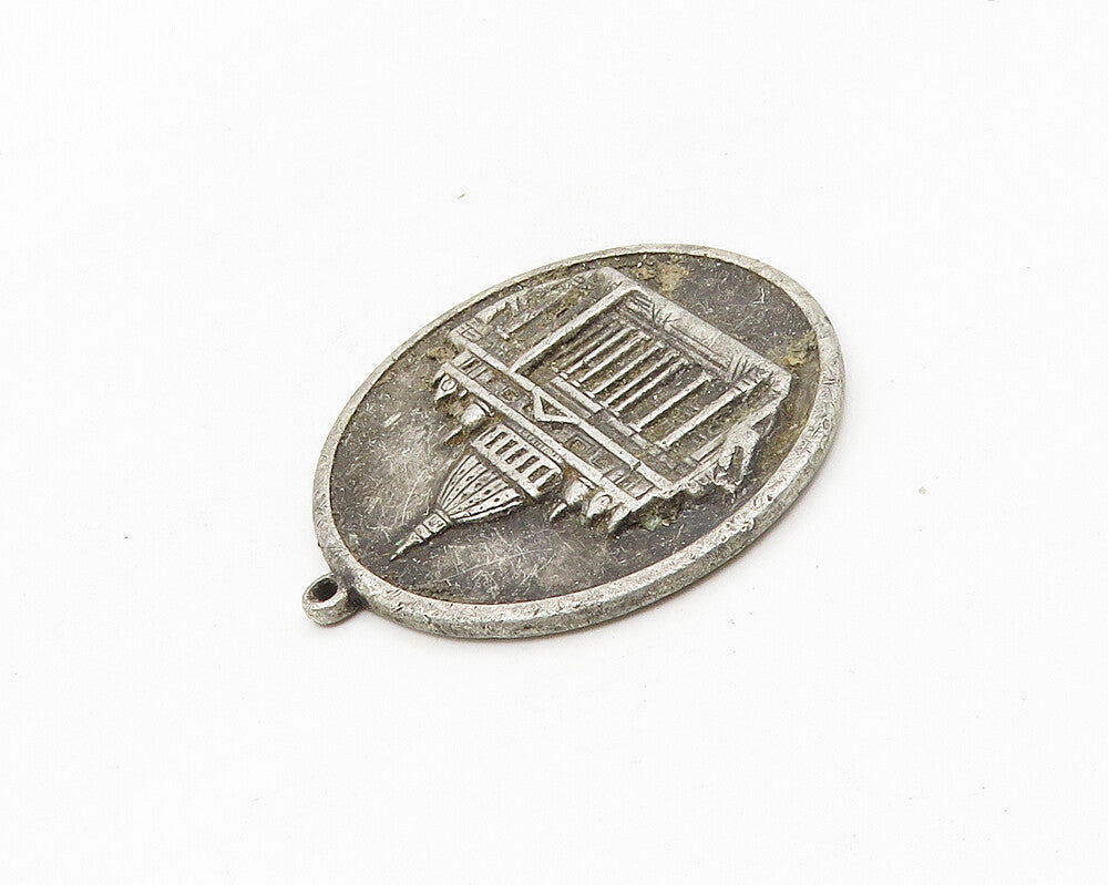 925 Sterling Silver  Vintage Antique Oxidized Capitol Building Pendant PT14268