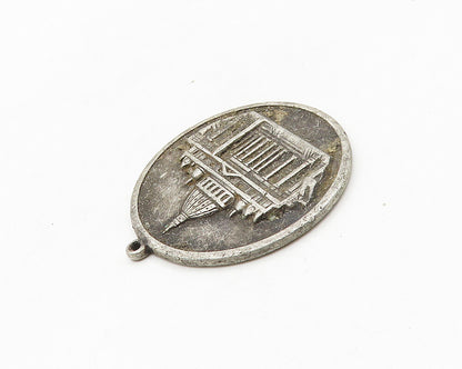 925 Sterling Silver  Vintage Antique Oxidized Capitol Building Pendant PT14268