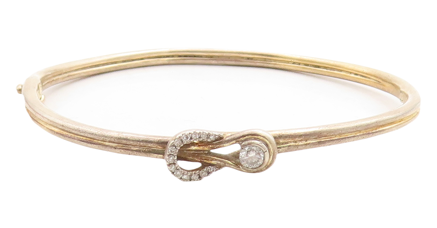 925 Sterling Silver  Vintage Cubic Zirconia Accent Thin Bangle Bracelet BT1338