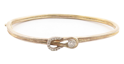 925 Sterling Silver  Vintage Cubic Zirconia Accent Thin Bangle Bracelet BT1338