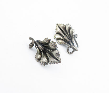 925 Sterling Silver  Vintage Dark Tone Flower Non Pierce Earrings  EG3055