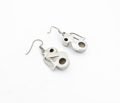 925 Sterling Silver  Vintage Cabochon Cut Tiger's Eye Dangle Earrings  EG3780
