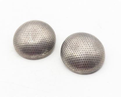 925 Sterling Silver  Vintage Dark Tone Non Pierce Button Drop Earrings  EG6072