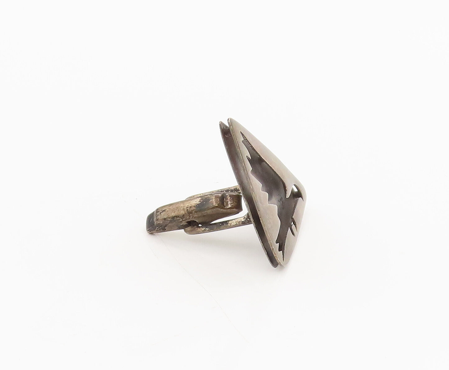 MEXICO 925 Silver  Vintage Carved Flying Bird Triangle Solid Cuff Links TR3603