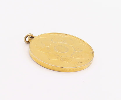 925 Sterling Silver Vintage Pendant Gold Plated Floral Design Medallion  PT24908