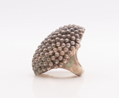 925 Sterling Silver Vintage Ring MEXICO Large Heavy Beaded   Sz 7.5  RG28899