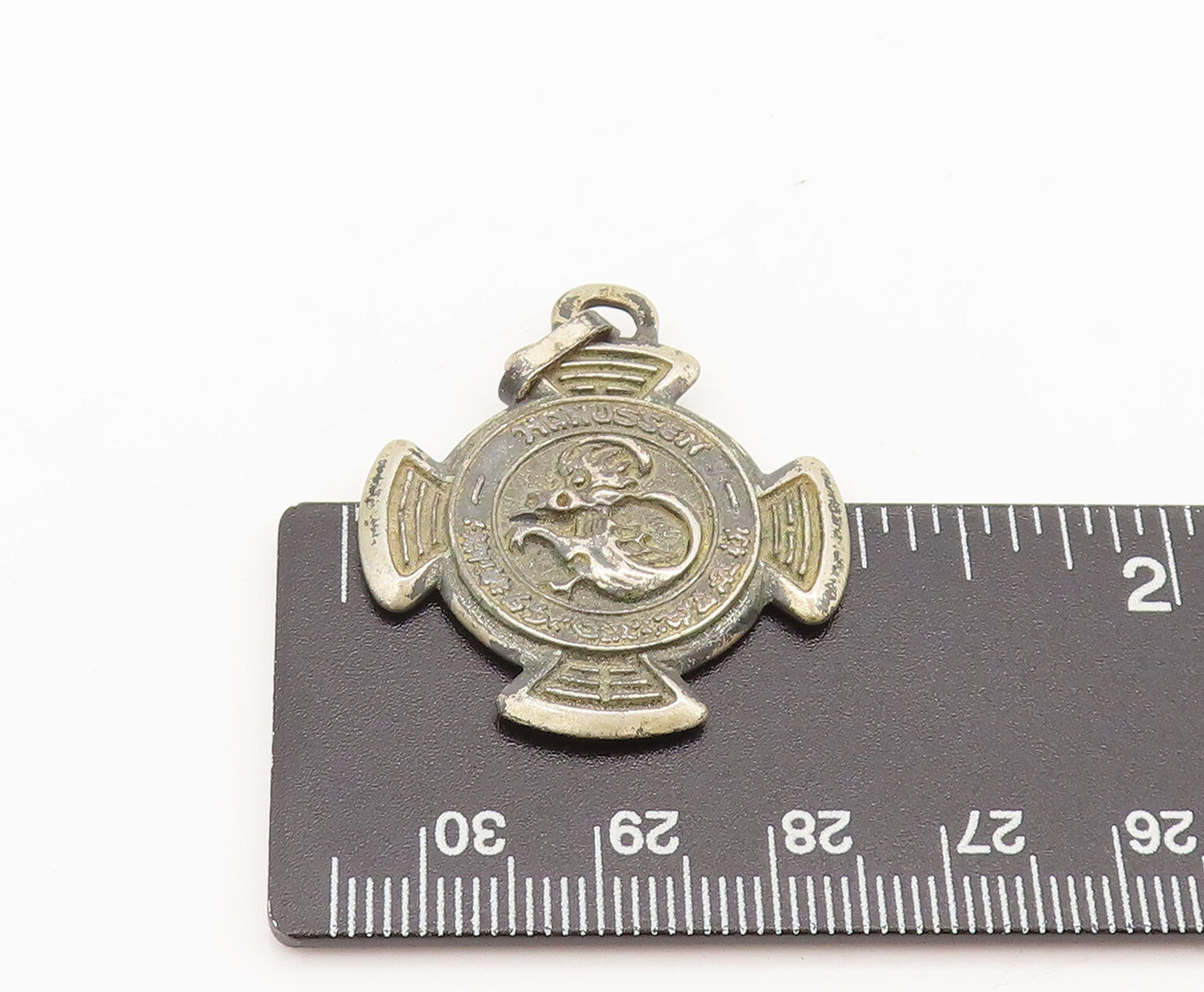 925 Sterling Silver  Vintage Mini Carved Solid Chinese Dragon Pendant  PT22292