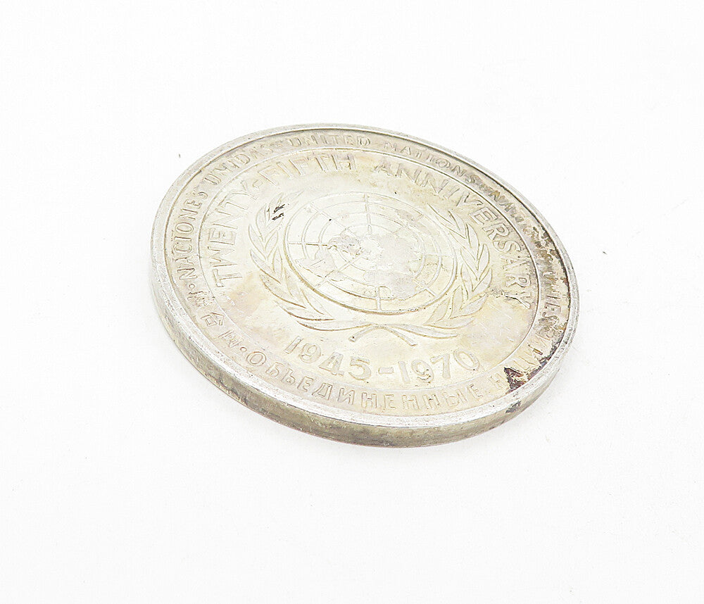 925 Sterling Silver  Vintage Antique U.N. 25th Anniversary Medallion  TR1309