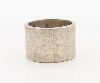 925 Sterling Silver  Vintage Broad Round Etched BARB Ring Sz 6.5  RG27499