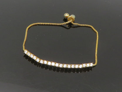 Gold Over 925 Silver  Cubic Zirconia Adjustable Child Box Chain Bracelet BT1104