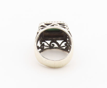 925 Sterling Silver Vintage Ring Turquoise Open Scrollwork Band  Sz 8  RG36633