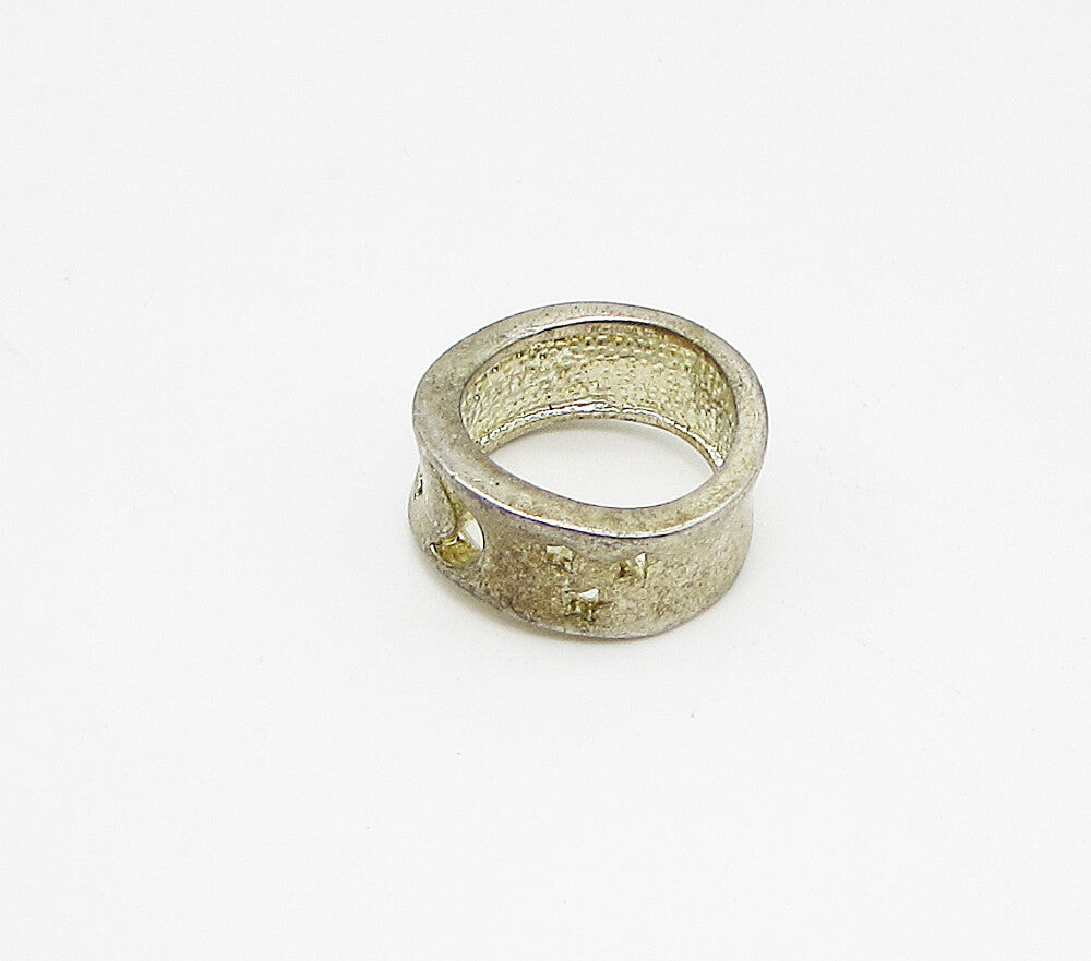 925 Sterling Silver  Vintage Cut Out Moon & Stars Band Ring Sz 5.5  RG3355