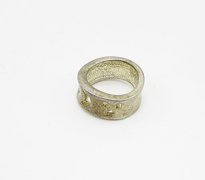 925 Sterling Silver  Vintage Cut Out Moon & Stars Band Ring Sz 5.5  RG3355