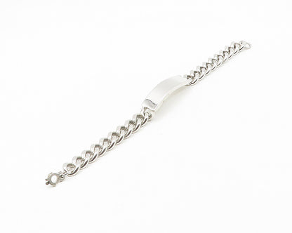 925 Sterling Silver  Shiny Polished Smooth Bar Curb Link Chain Bracelet BT7716