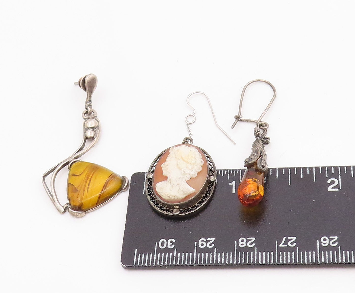 925 Sterling Silver Vintage Earrings Multi Gemstone Designer Single Lot  EG14294