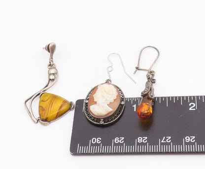 925 Sterling Silver Vintage Earrings Multi Gemstone Designer Single Lot  EG14294
