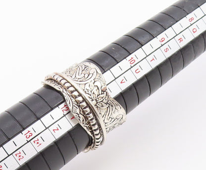 925 Sterling Silver Vintage Ring Floral Engraved Spinner Band  Sz 11.5  RG36532