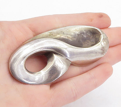 925 Sterling Silver  Vintage Shiny Modernist Swirl Design Brooch Pin  BP1281