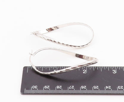 925 Sterling Silver Vintage Earrings Modernist Ribbon Twist Oval Hoops  EG14259