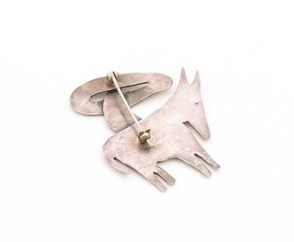 925 Sterling Silver Vintage Brooch Pin Designer Tribal Man on Donkey  BP11395