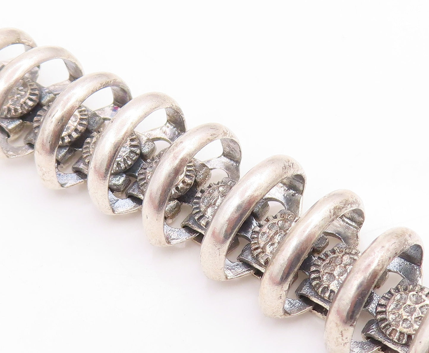 925 Sterling Silver Vintage Bracelet SILPADA Classic Textured Disc Link  BT12072