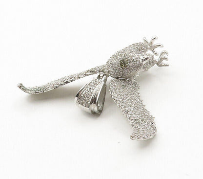 925 Sterling Silver  Vintage Cubic Zirconia Encrusted Eagle Pendant  PT12457