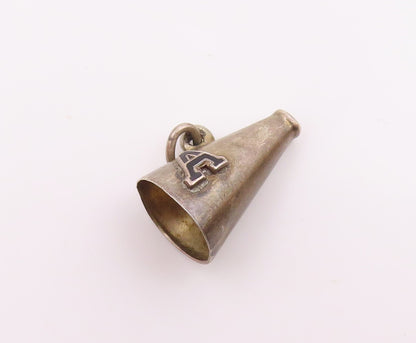 925 Sterling Silver  Vintage Petite Cheer Megaphone A Initial Pendant  PT18458