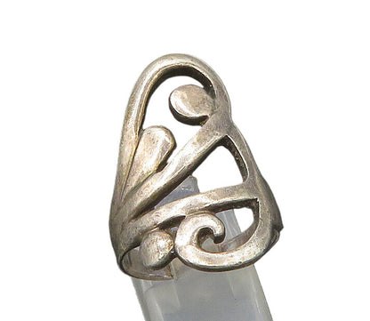 925 Sterling Silver  Vintage Dark Tone Open Swirl Band Ring Sz 8.5  RG21560