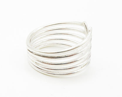 925 Sterling Silver  Shiny Split Design Tapered Band Ring Sz 10  RG14580