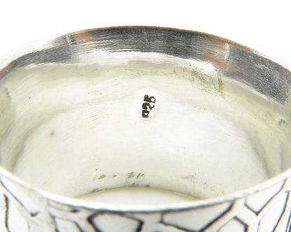 925 Sterling Silver Shiny Patterned Concave Multi Band Ring Sz 8 RG12278