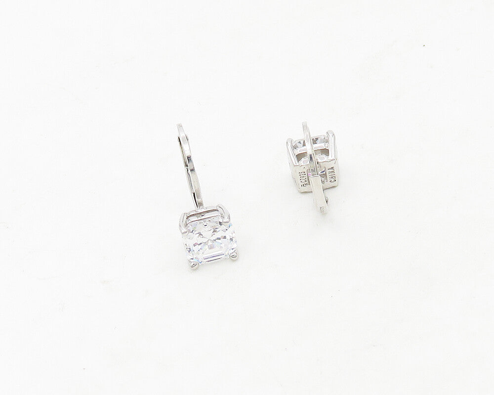 925 Sterling Silver  Shiny Cubic Zirconia French Back Drop Earrings  EG9393