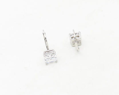 925 Sterling Silver  Shiny Cubic Zirconia French Back Drop Earrings  EG9393